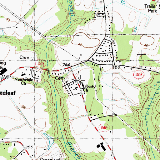 Topographic Map of Liberty Church, NC