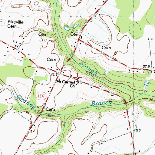 Topographic Map of Mount Carmel Church, NC