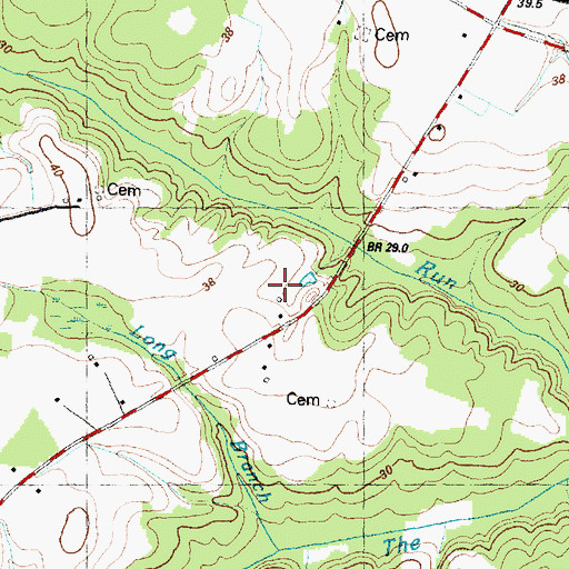 Topographic Map of Long Branch, NC