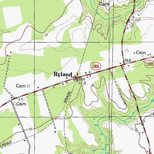 Topographic Map of Ryland, NC