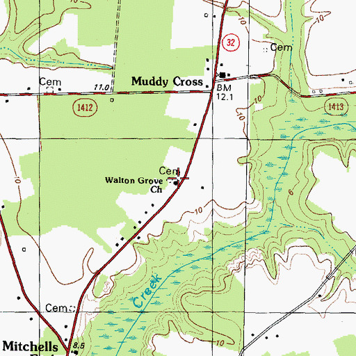 Topographic Map of Walton Grove Church, NC