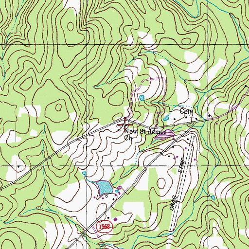 Topographic Map of New Saint James Church, NC