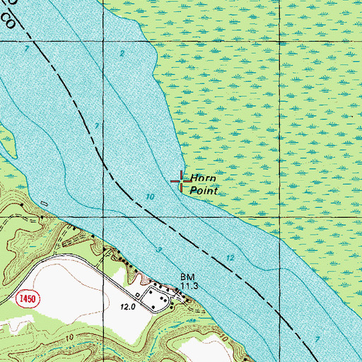 Topographic Map of Horn Point, NC