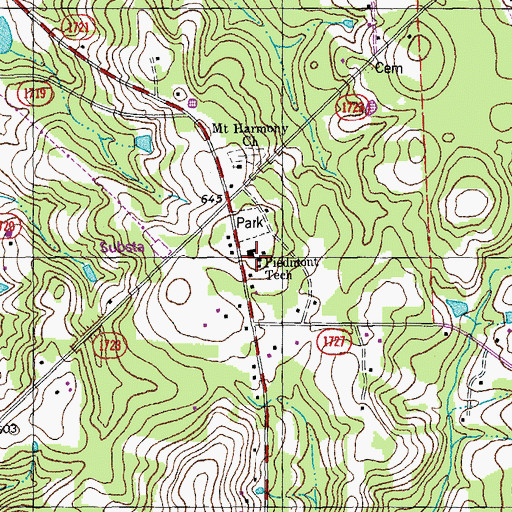 Topographic Map of Piedmont Tech, NC