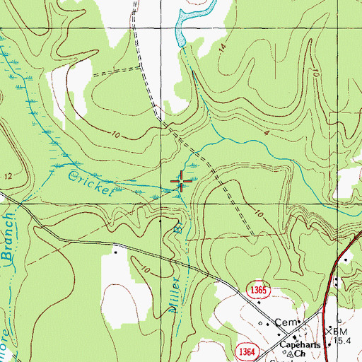 Topographic Map of Miller Branch, NC