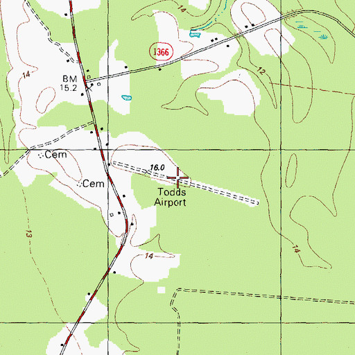 Topographic Map of Todds Airport (historical), NC