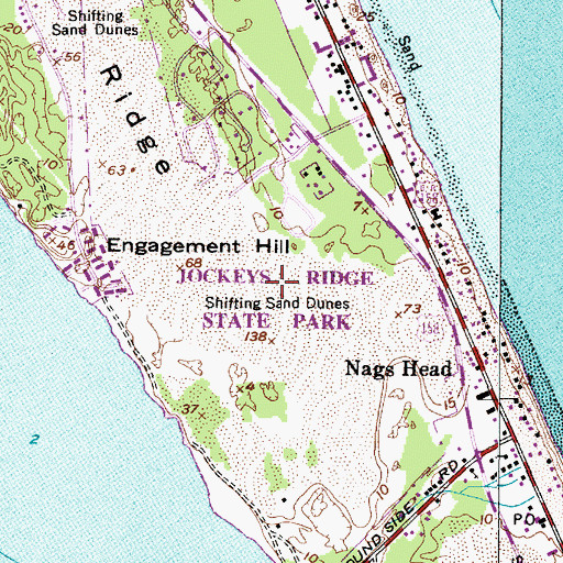 Topographic Map of Jockey's Ridge State Park, NC