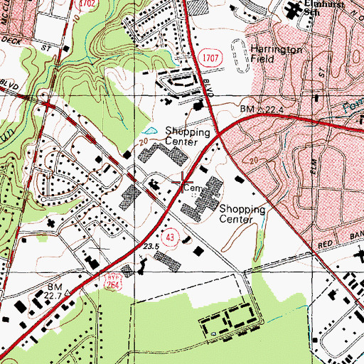 Topographic Map of Greenville Square Shopping Center, NC