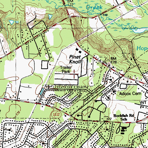 Topographic Map of Pinet Knoll, NC