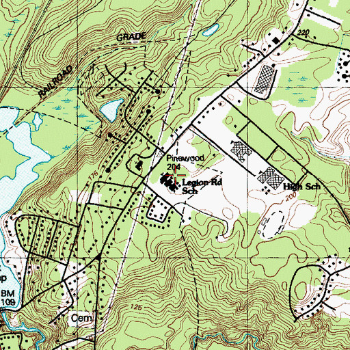 Topographic Map of Legion Road School, NC