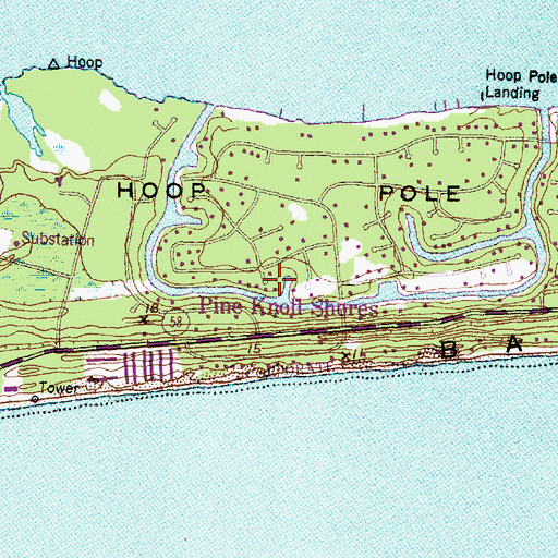 Topographic Map of Pine Knoll Shores, NC