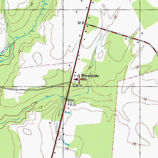 Topographic Map of Riverside Church, NC