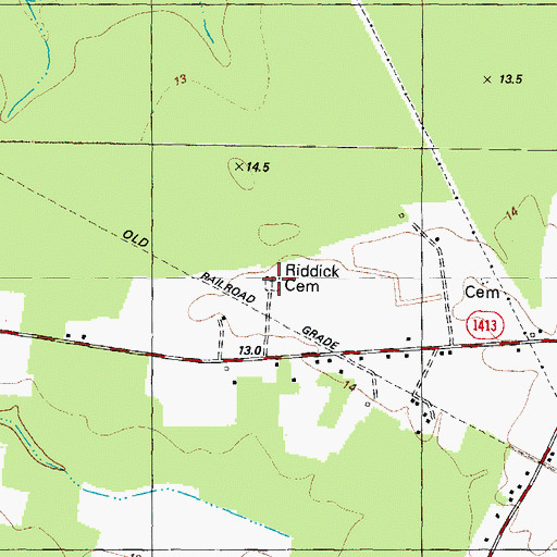 Topographic Map of Riddick Cemetery, NC