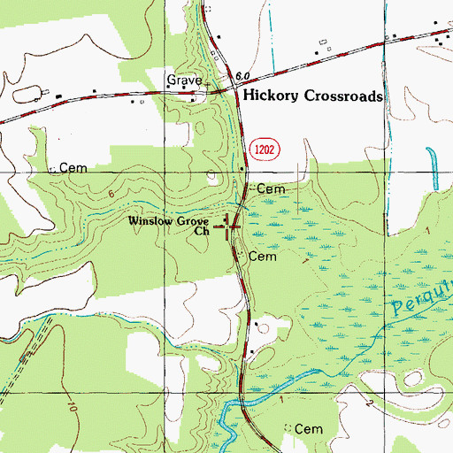 Topographic Map of Winslow Grove Church, NC