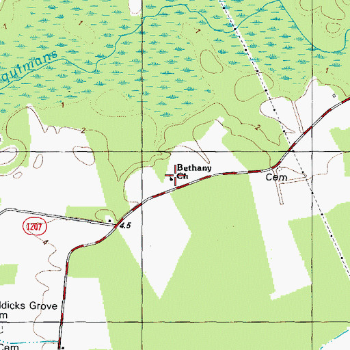 Topographic Map of Bethany Church, NC