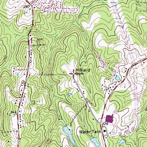 Topographic Map of Hilliard Cemetery, NC