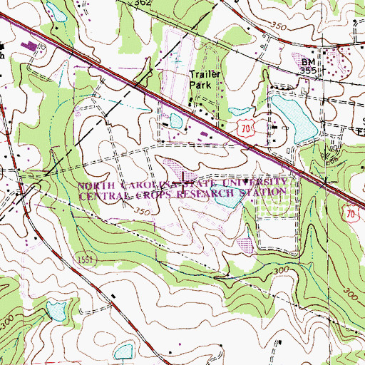 Topographic Map of North Carolina State University Central Research Station, NC