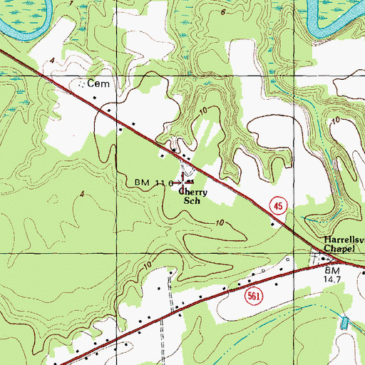 Topographic Map of Cherry School, NC