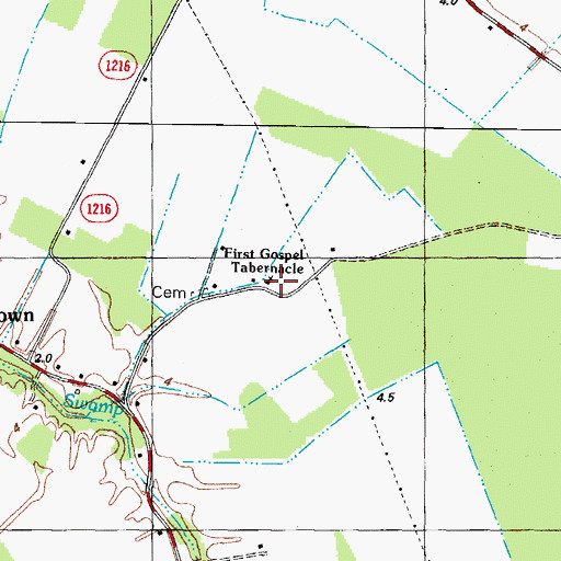 Topographic Map of First Gospel Tabernacle, NC