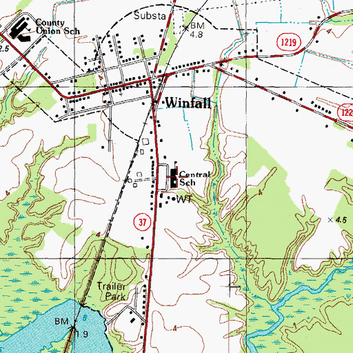Topographic Map of Central School, NC