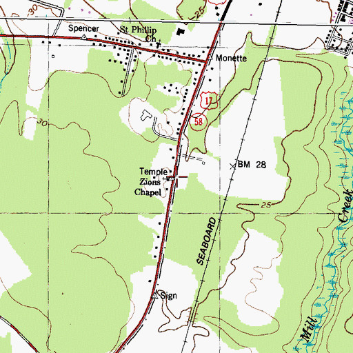 Topographic Map of Zions Chapel, NC