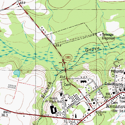 Topographic Map of Mill Branch, NC