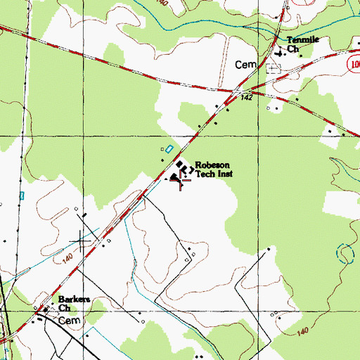 Topographic Map of Robeson Technical Institute, NC