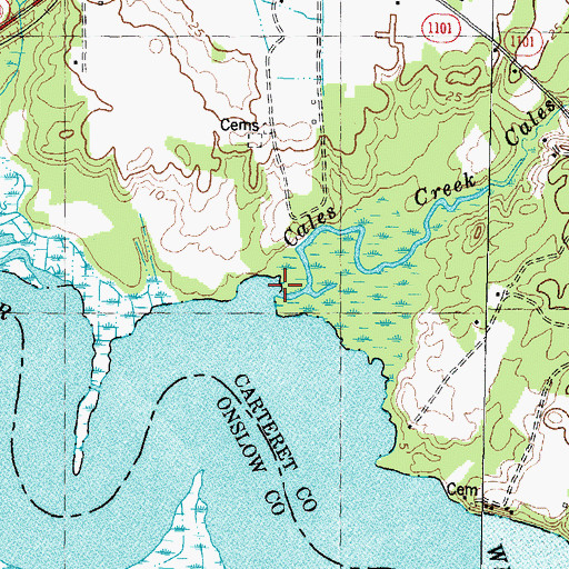 Topographic Map of Cales Creek, NC