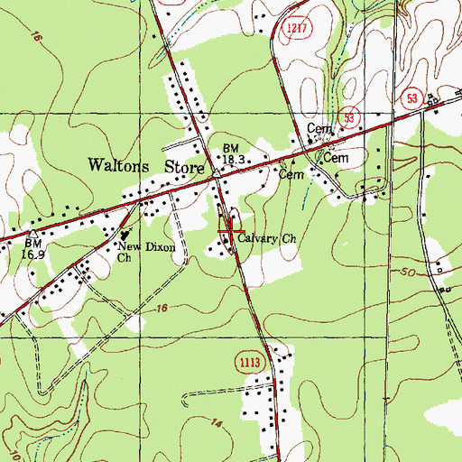 Topographic Map of Calvary Church, NC