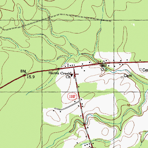 Topographic Map of Harris Creek Church, NC