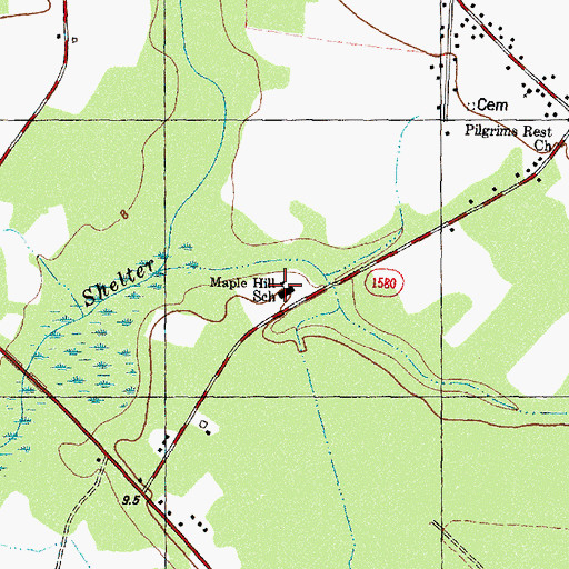 Topographic Map of Maple Hill School, NC
