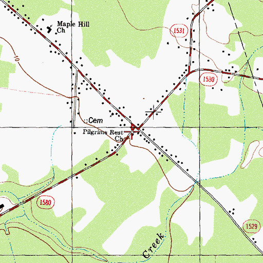 Topographic Map of Pilgrims Rest Church, NC