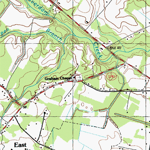 Topographic Map of Graham Chapel, NC