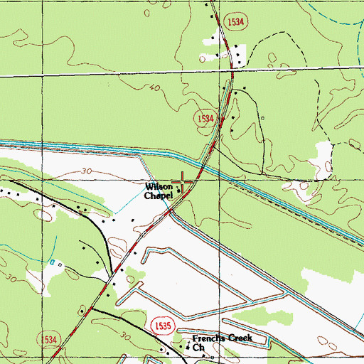 Topographic Map of Wilson Chapel, NC