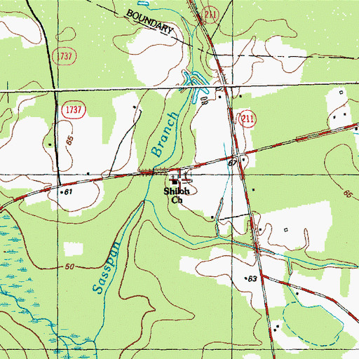 Topographic Map of Shiloh Church, NC