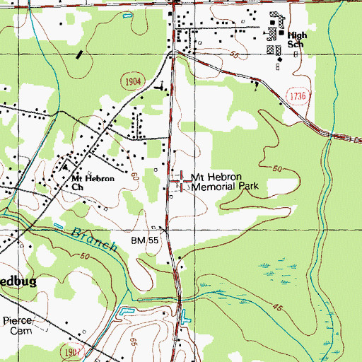 Topographic Map of Mount Hebron Memorial Park, NC