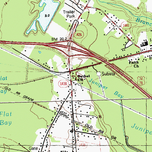 Topographic Map of Bethel Church, NC