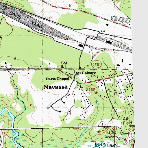 Topographic Map of Davis Chapel, NC