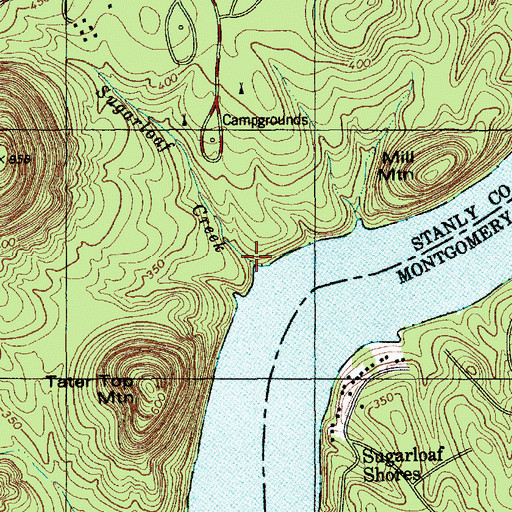 Topographic Map of Sugarloaf Creek, NC