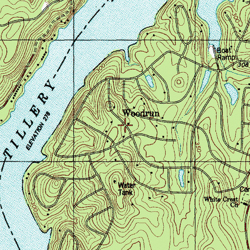 Topographic Map of Woodrun, NC
