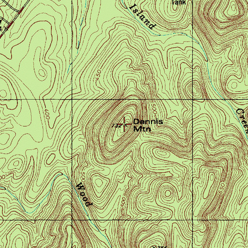 Topographic Map of Dennis Mountain, NC