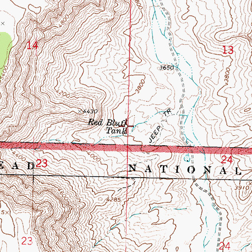 Topographic Map of Red Bluff Tank, AZ