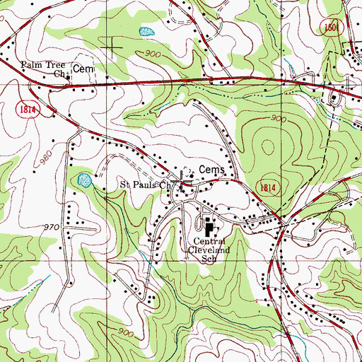 Topographic Map of Saint Pauls Church, NC