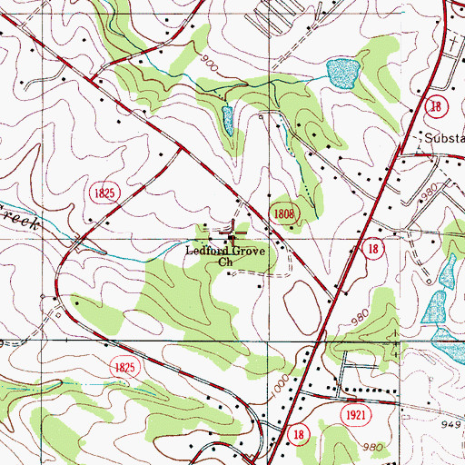 Topographic Map of Ledford Grove Church, NC