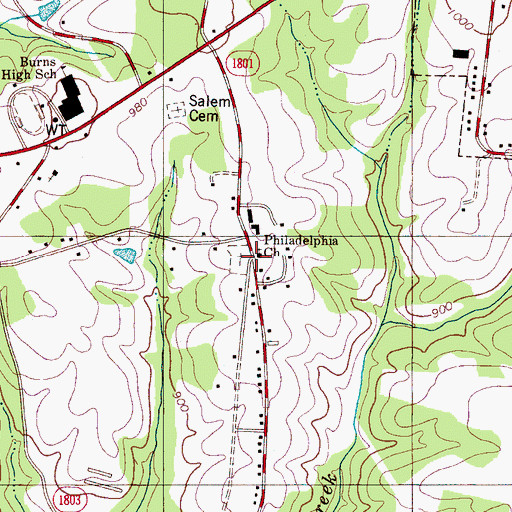 Topographic Map of Philadelphia Church, NC