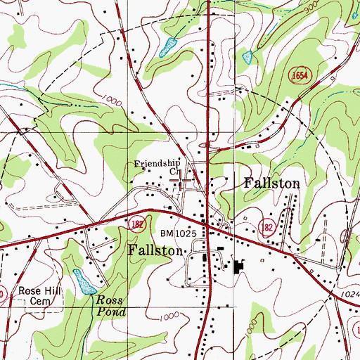 Topographic Map of Friendship Church, NC