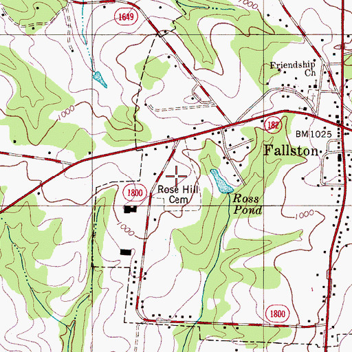 Topographic Map of Rose Hill Cemetery, NC