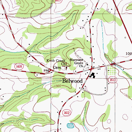 Topographic Map of Knob Creek Church, NC