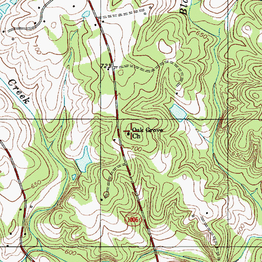 Topographic Map of Oak Grove Church, NC