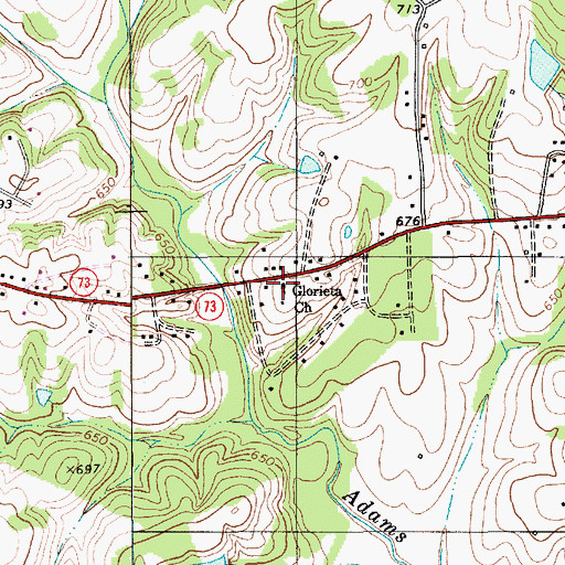 Topographic Map of Glorieta Church, NC